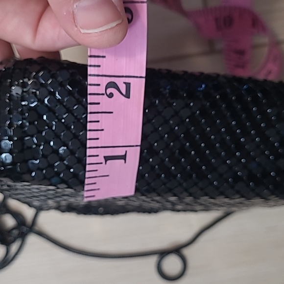 Elka Elegant Black Sequin Evening Bag Clutch - Picture 8 of 9